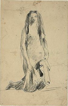 Kneeling Nude Woman with Drapery, n.d. Creator: Jean-Baptiste Carpeaux