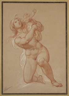 Kneeling Nude Woman Holding a Child, c1781. Creator: Francois-Andre Vincent