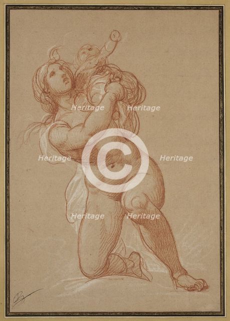 Kneeling Nude Woman Holding a Child, c1781. Creator: Francois-Andre Vincent.