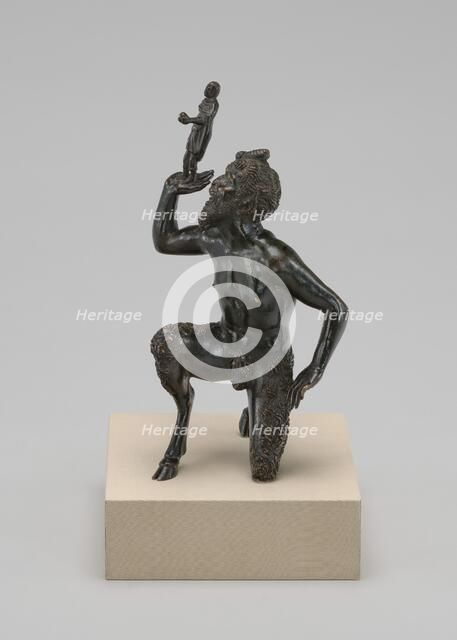 Kneeling Satyr Supporting the Figure of an Emperor, c. 1500. Creator: Severo Calzetta da Ravenna.