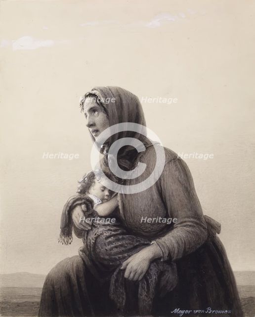 Kneeling Peasant Woman, mid 19th century. Creator: Johann Georg Meyer.