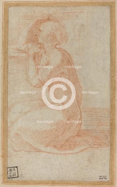 Kneeling Woman Lifting Her Hand to Her Head, in or after 1531. Creator: Parmigianino.