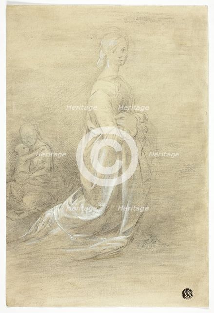 Kneeling Woman, Seated Mother and Child, n.d. Creator: George Romney.