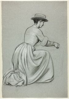 Kneeling Woman with Straw Hat, n.d. Creator: Henry Stacy Marks
