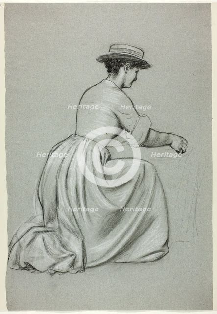 Kneeling Woman with Straw Hat, n.d. Creator: Henry Stacy Marks.