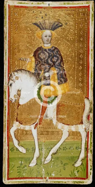 Knight of Cups. Tarot card, 1441-1444. Creator: Bembo, Bonifacio (c. 1420-c. 1480).
