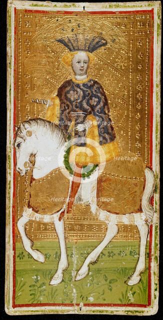 Knight of Cups. Tarot card, 1441-1444. Creator: Bembo, Bonifacio (c. 1420-c. 1480).