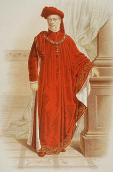 Knight of the Distinguished Order of the Golden Fleece in ceremonial dress, 1865. Creator: Unknown