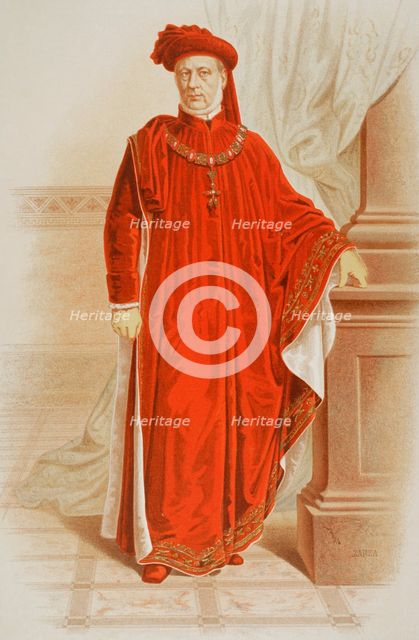 Knight of the Distinguished Order of the Golden Fleece in ceremonial dress, 1865.  Creator: Unknown.
