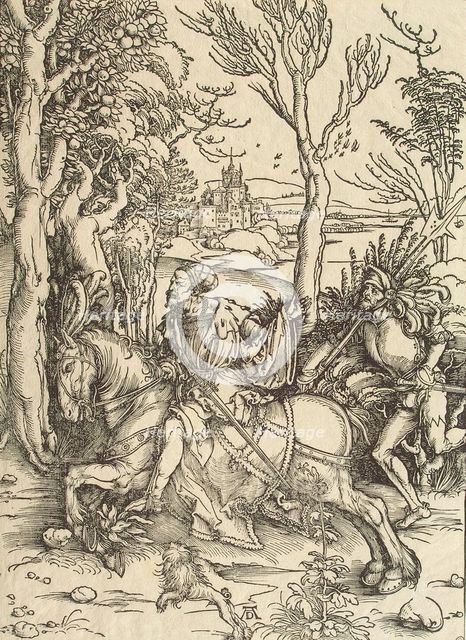 Knight and Lansquenet, c. 1497. Artist: Dürer, Albrecht (1471-1528)