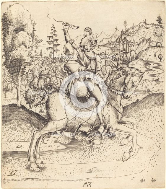 Knight and Lady on Horseback, c. 1500. Creator: Master MZ.