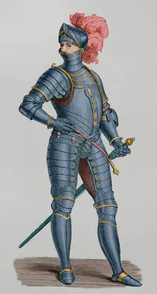 Knight in armour, 1590, (1877). Creator: Unknown