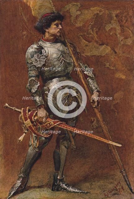 Knight in armour, circa late 19th century. Artist: Edward John Gregory.