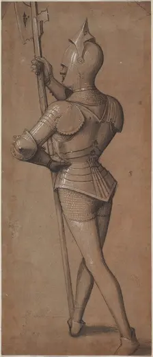 Knight in Armor, Holding a Halberd, c. 1500. Creator: Unknown