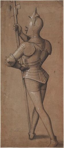 Knight in Armor, Holding a Halberd, c. 1500. Creator: Unknown