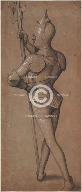 Knight in Armor, Holding a Halberd, c. 1500. Creator: Unknown.