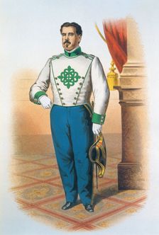 Knight in the uniform of the Order of Alcántara. Chromolithograph, 1865