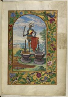 Knight standing on fountains, 1582. Creator: Unknown
