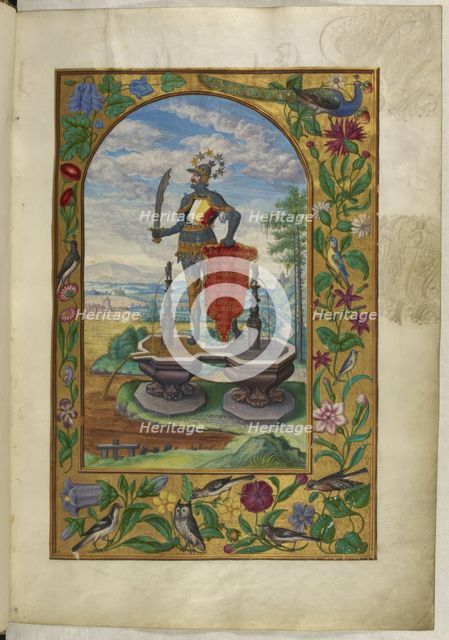 Knight standing on fountains, 1582. Creator: Unknown.