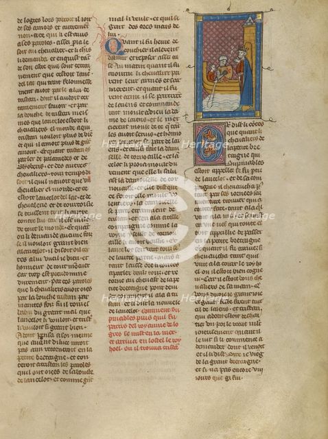 Knight Suppinable Arriving at the Castle of King Hoel, about 1320-1340. Creator: Unknown.
