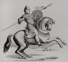 Knight wearing hauberk, Middle Ages, (1877). Creator: Unknown