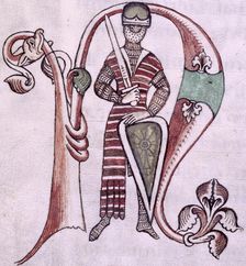 Knight with sword and shield, 12th-13th century. Creator: Unknown