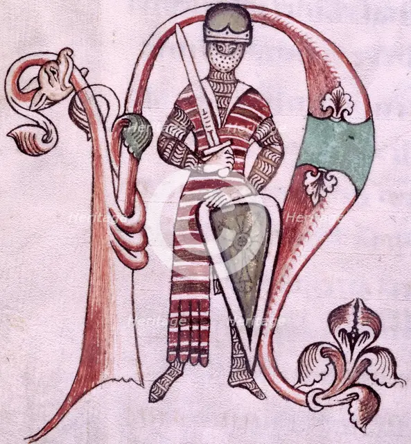 Knight with sword and shield, 12th-13th century. Creator: Unknown.