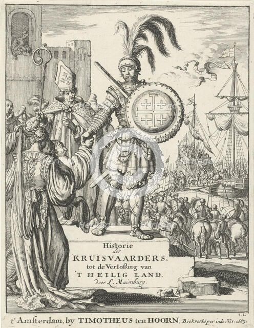 Knight with the coat of arms of Jerusalem (From: Historie der kruisvaarders, tot de verlossing van't Artist: Ten Hoorn, Timotheus (1644-1715)