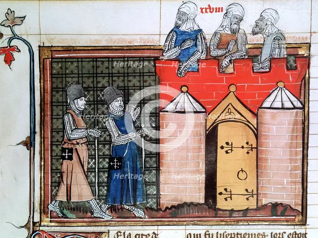 Knights Templar before Jerusalem, c1099, (14th century). Artist: Unknown