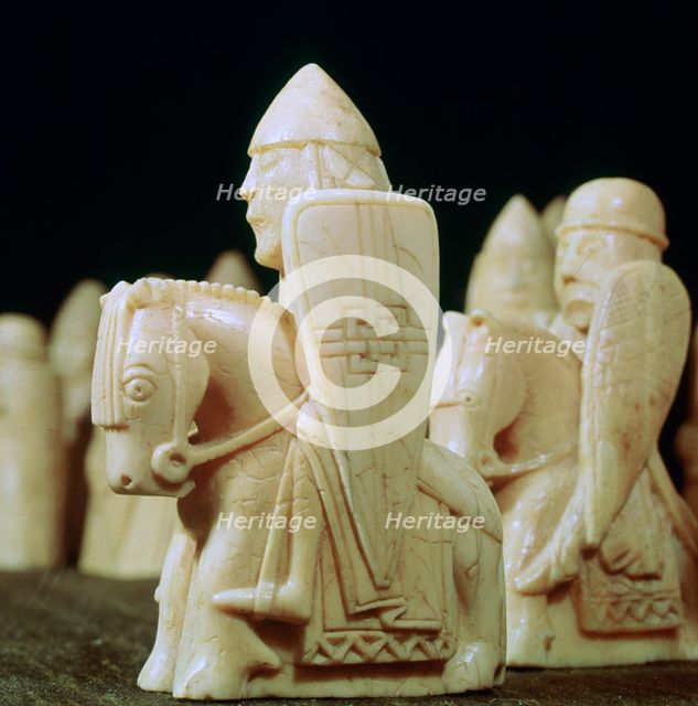 Knights - The Lewis Chessmen, (Norwegian?), c1150-c1200. Artist: Unknown
