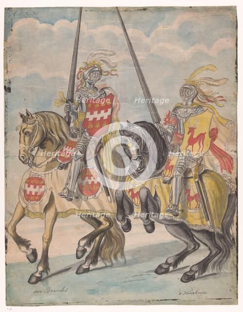 Knights with the family arms of Brandes and Hirschman, 1770-1808. Creator: Jan Brandes.