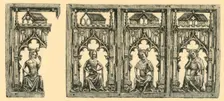 Knights and Ladies Seated under Canopies, pierced ivory panel, mid-late 14th century, (1881). Creator: Frederick Albert Slocombe