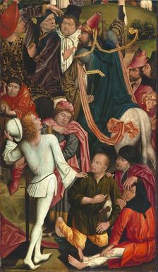 Knights and Soldiers playing Dice for Christ's Robe, 1477. Creator: Derick Baegert