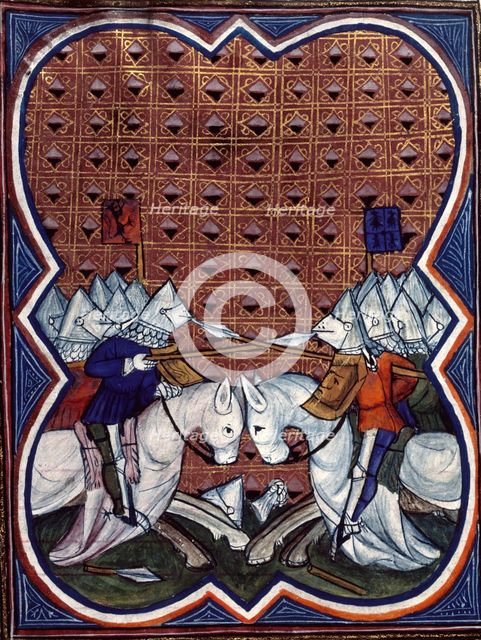 Knights charging, end of the 14th century. Creator: Unknown.