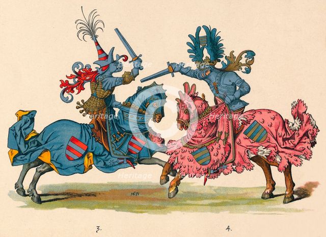 Knights in battle, 1899. Creator: Adam Gatternicht.