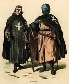 Knights of the Order of the Hospital of St. John or Malta with battle dress, engraving, 1860