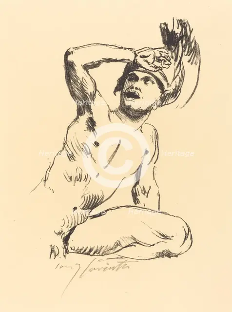 Kniender Krieger in Abwehr I (Kneeling Warrior I), 1914. Creator: Lovis Corinth.