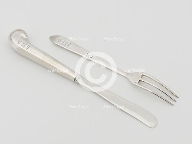 Knife and fork, 1722.  Creator: Johannis Nys.