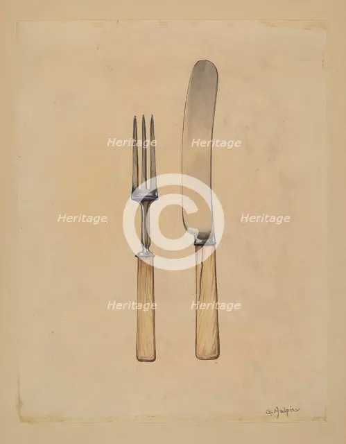 Knife and Fork, c. 1936. Creator: Grace Halpin.