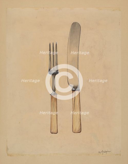Knife and Fork, c. 1936. Creator: Grace Halpin.