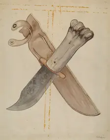 Knife and Sheath, c. 1936. Creator: Jesse W. Skeen
