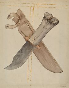 Knife and Sheath, c. 1936. Creator: Jesse W. Skeen