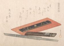 Knife and Two Knife Handles, 19th century. Creator: Kubo Shunman