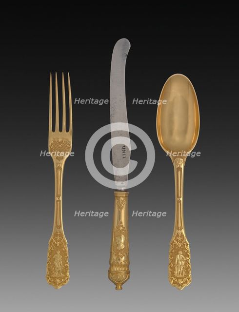 Knife, Fork, and Spoon, c. 1725. Creator: Unknown.