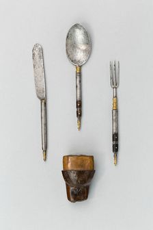 Knife, Fork and Spoon with Cap of a Trousse-Sheath, Europe, late 17th century(?). Creator: Unknown
