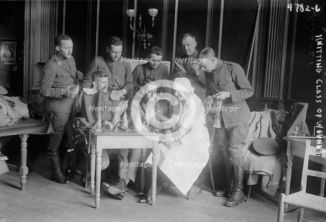 Knitting class Lafayette House, knitting class of wounded, between 1917 and c1920. Creator: Bain News Service.