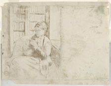 Knitting in the Library (verso), c. 1881. Creator: Mary Cassatt (American, 1844-1926)