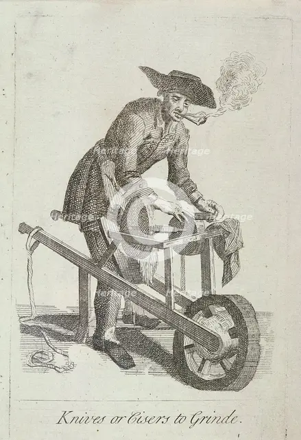 'Knives or Cisers to Grind', Cries of London, (c1688?). Artist: Anon