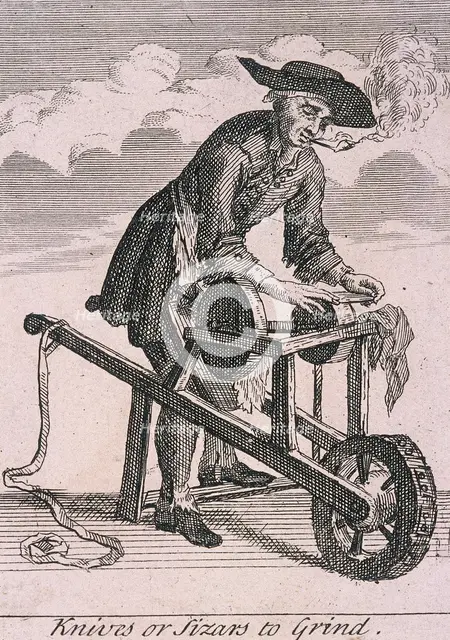 'Knives or Sizars to Grind', Cries of London, (c1688?). Artist: Anon