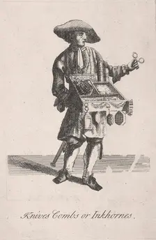 Knives Combs or Inkhornes Cries of London, c1688. Artist: Anon